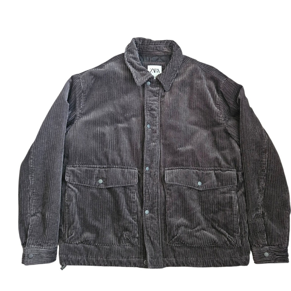 ZARA Mens Brown Corduroy Padded Jacket Size L- XL Grunge, Y2K,‎ Streetwear